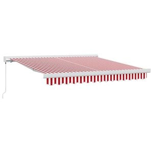 vidaXL Vlečna tenda Rdeča in bela 300 x 250 cm Platno in aluminij