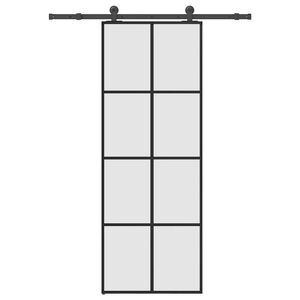 vidaXL Drsna vrata z opremo 76x205 cm ESG steklo in aluminij