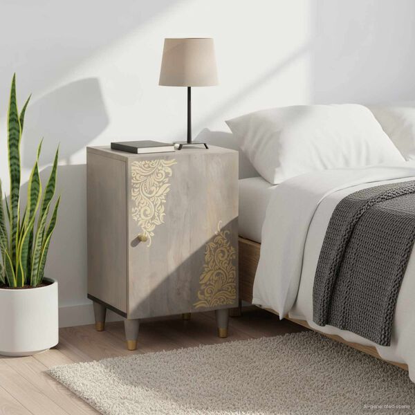 vidaXL Kopalniška omarica Siva 38 x 33 x 58 cm Masiven les manga