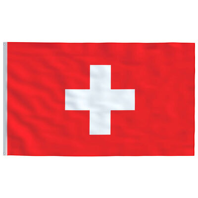 vidaXL Zastava Švice in aluminijast zastavni drog 6 m