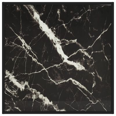vidaXL Klubska mizica črna s črnim marmornim steklom 80x80x35 cm