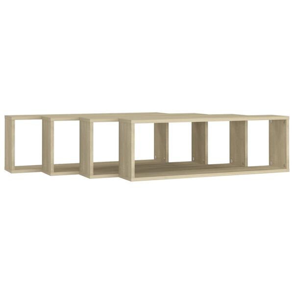 vidaXL Stenske police kockaste 4 kosi sonoma hrast 80x15x26,5 cm