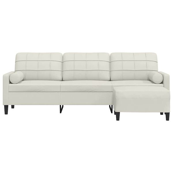 vidaXL Trosed s stolčkom za noge krem 210 cm žamet