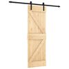 vidaXL Drsna vrata Naravna in črna 70 x 210 cm Masiven borov les