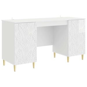 vidaXL Miza Bela visok sijaj 142,5 x 50 x 75 cm Inženirski les