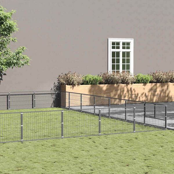 vidaXL Pasji boks srebrn 49 m&sup2; jeklo