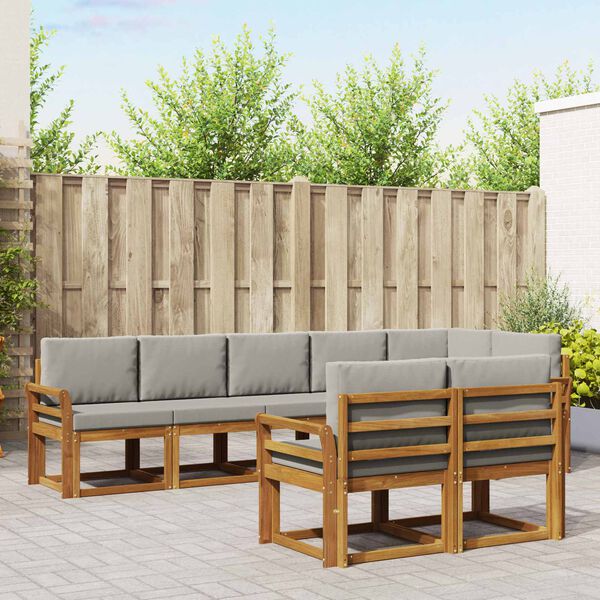 vidaXL Zunanja garnitura za sedenje 8 pcs Naravna in svetlo siva