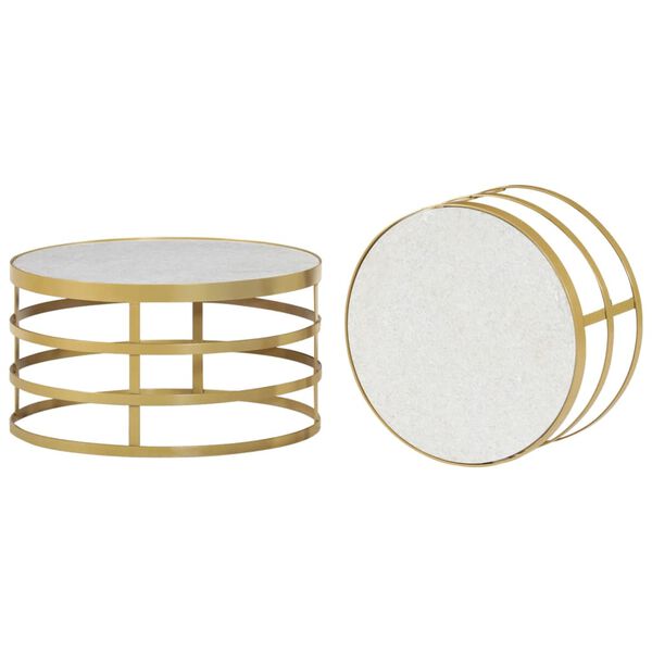 vidaXL Komplet klubskih mizic 2 kosa marmor medeninaste in bele