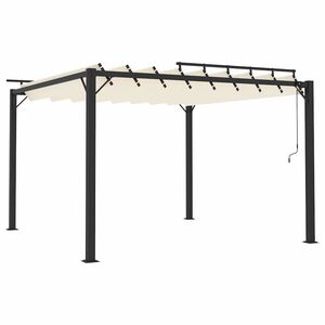 vidaXL Paviljon z re&scaron;etkasto streho 3x3 m krem blago in aluminij