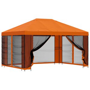 vidaXL Vrtni gazebo s stranskimi stenami 4 &times; 3 m Oranžna