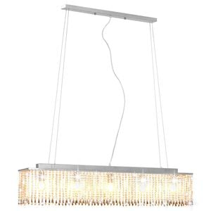vidaXL Stropna svetilka s kristalnimi kroglicami srebrna 104 cm E14