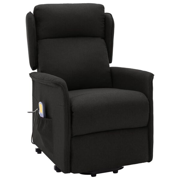 vidaXL Masažni stol s funkcijo vstajanja črn blago