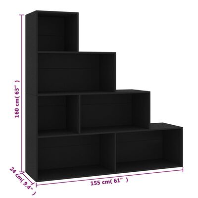 vidaXL Knjižna omara/pregrada črna 155x24x160 cm iverna plošča