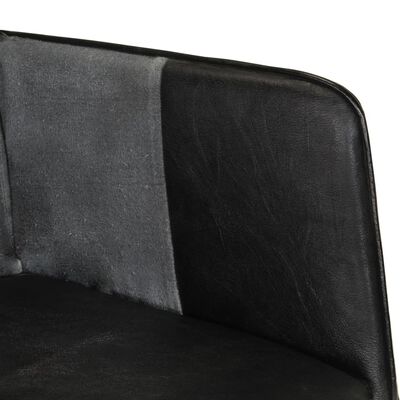 vidaXL Fotelj črn in siv iz pravega usnja