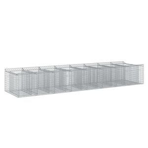 vidaXL Gabionska dvignjena postelja 3 kos 400 x 100 x 60 cm Srebrna