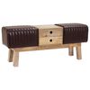 vidaXL klop 110 x 30 x 45 cm Pravo usnje Temno rjava