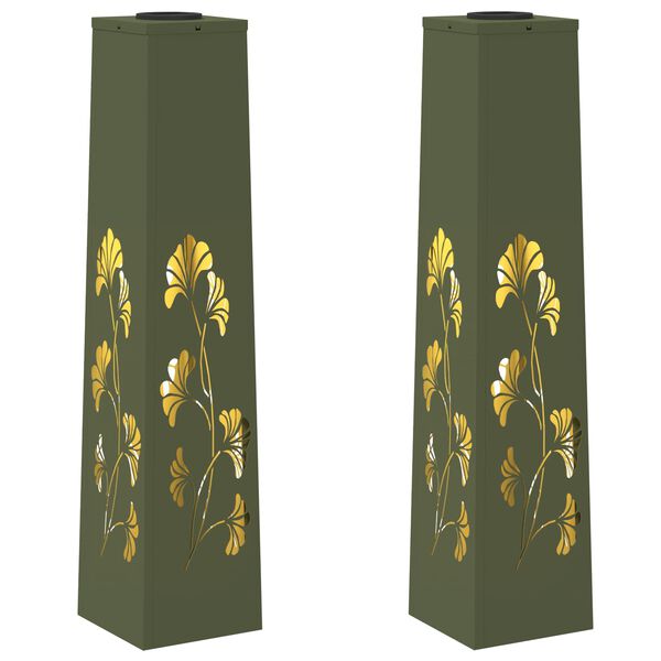 vidaXL Solarno LED svetilo za pot 2 pcs Oljčno zelena Medenina