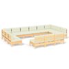 vidaXL Vrtna sedežna garnitura 13-delna s krem blazinami borovina