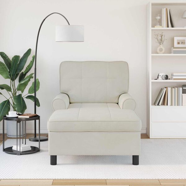 vidaXL Ležalna postelja z blazino krema 91 x 157 x 91 cm Žamet