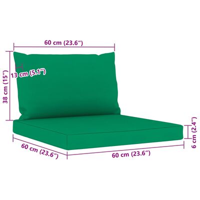vidaXL Vrtna sedežna garnitura 6-delna z zelenimi blazinami