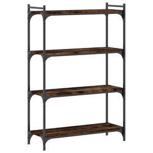 vidaXL Knjižna omara 4-nadstropna dimljen hrast 80x30x120 cm inž. les
