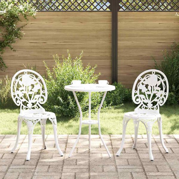 vidaXL Vrtnik Bistro Set 3 pcs Bela Aluminij