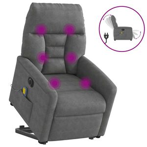 vidaXL Električni masažni naslanjač temno siv blago iz mikrovlaken