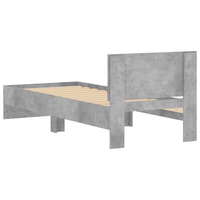 vidaXL Posteljni okvir z vzglavjem betonsko siv 75x190 cm inž. les