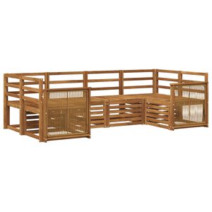 vidaXL Kotna sedežna garnitura 5 pcs Naravna Masiven les akacije