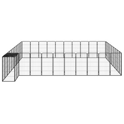 vidaXL Pasja ograda z 42 paneli črna 50x100 cm prašno barvano jeklo