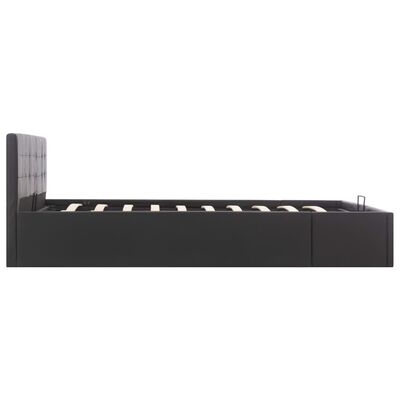 vidaXL Dvižni posteljni okvir črno umetno usnje 160x200 cm