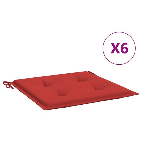 vidaXL Blazine za vrtne stole 6 kosov rdeče 40x40x4 cm oxford tkanina
