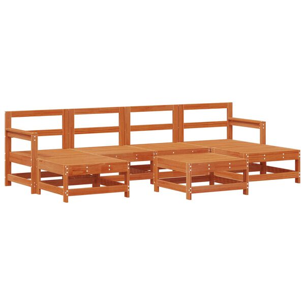 vidaXL Vrtna dnevna garnitura 7 pcs Voskan Rjava Masivna borovina