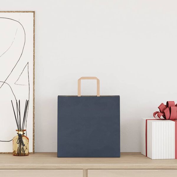 vidaXL Papirnate vrečke 50 kosov z ročaji modra 26x17x25 cm