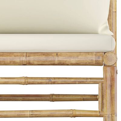 vidaXL Vrtna garnitura s kremno belimi blazinami 6-delna bambus