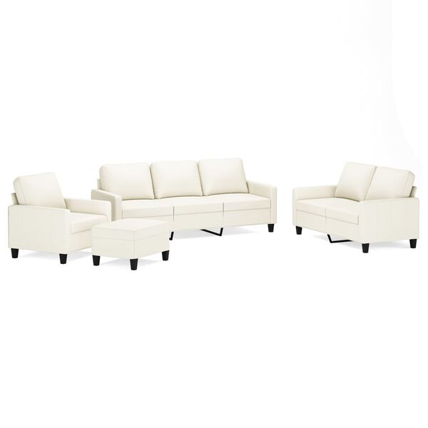 vidaXL Sedežna garnitura 4-delna z blazinami krem umetno usnje