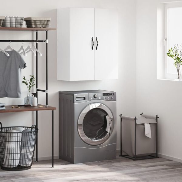 vidaXL Stenska omarica bela 69,5x34x90 cm inženirski les