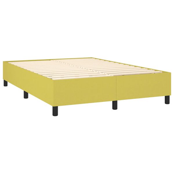 vidaXL Box spring postelja z vzmetnico zelen 140x190 cm blago