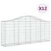 vidaXL Obokane gabion ko&scaron;are 12 kosov 200x30x80/100 cm cinkano železo
