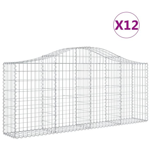 vidaXL Obokane gabion ko&scaron;are 12 kosov 200x30x80/100 cm cinkano železo
