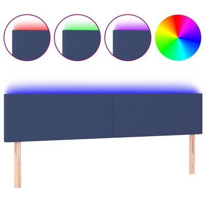 vidaXL LED posteljno vzglavje modro 200x5x78/88 cm blago