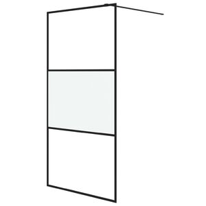 vidaXL Pregrada za tu&scaron; črna 100x195 cm delno motno ESG steklo