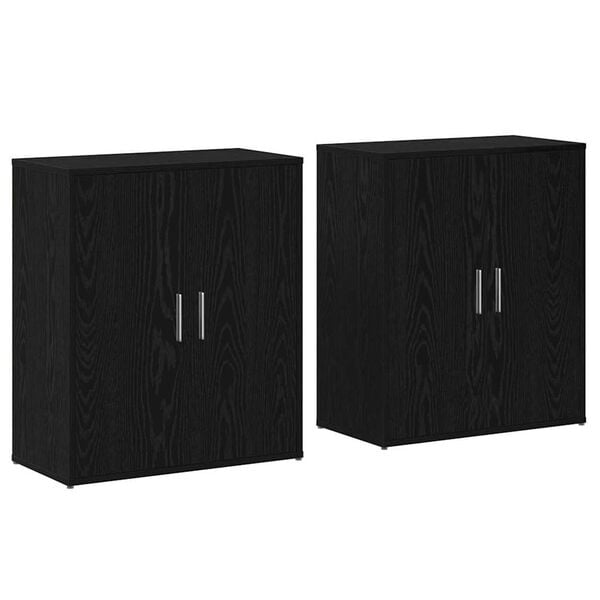vidaXL Strani šal 2 pcs Črna Orehovina 60 x 31 x 70 cm Konstruiran les