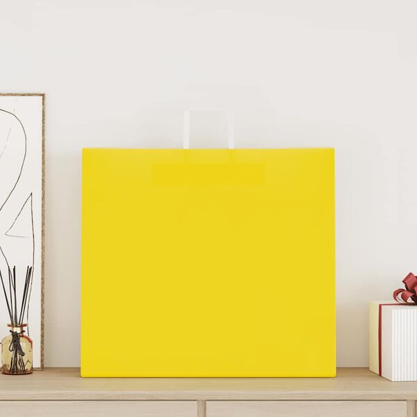 vidaXL Papirnate vrečke 50 kosov z ročaji rumena 54x15x49 cm