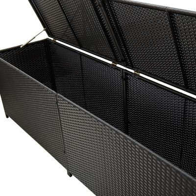 vidaXL Vrtna škatla za shranjevanje poli ratan 200x50x60 cm črna