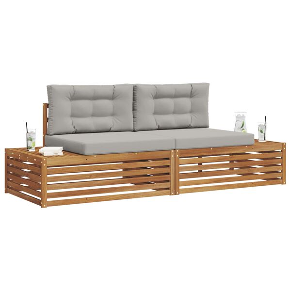 vidaXL Zunanja garnitura za sedenje 2 Kos Naravna in svetlo siva