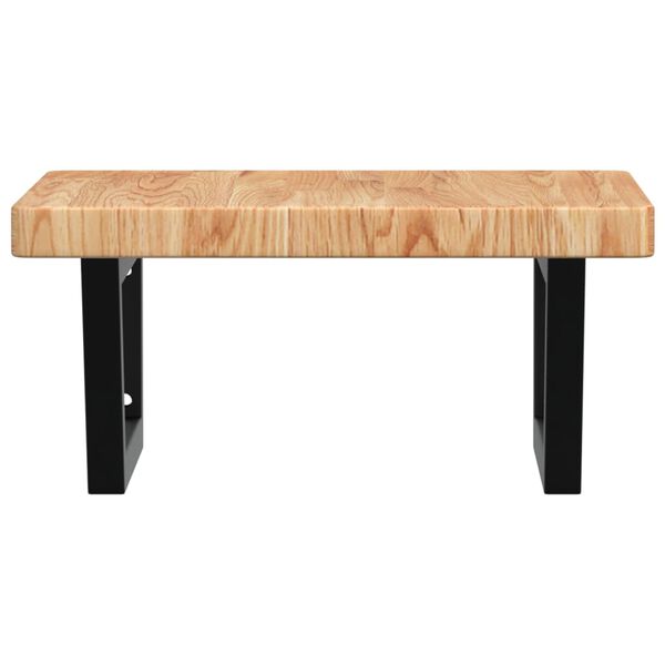 vidaXL Stenska polica za umivalnik jeklo in trdna hrastovina