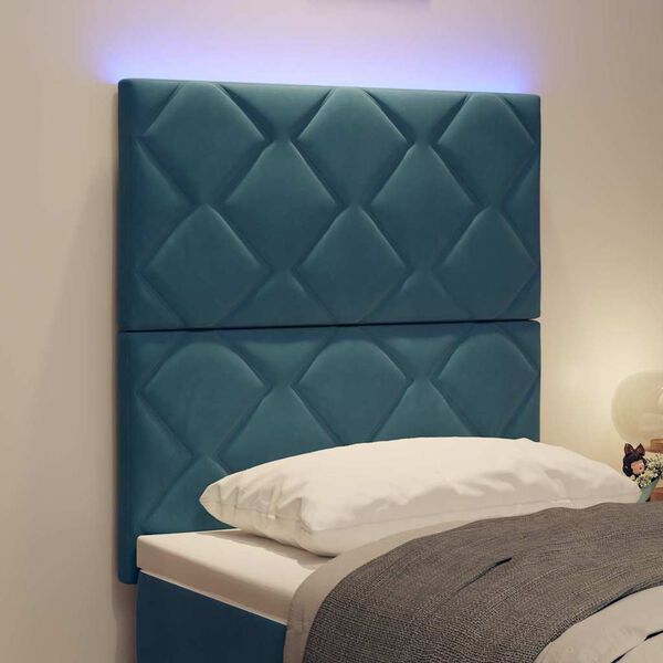 vidaXL LED glava postelje Temno modra 80 cm Umjetno usnje