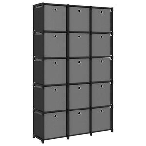 vidaXL Regal s 15 &scaron;katlami črn 103x30x175,5 cm blago