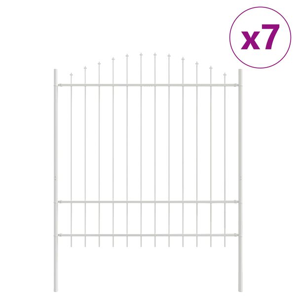 vidaXL Vrtna ograja 7 pcs Bela 170 x 215 cm Pra&scaron;no lakirano jeklo